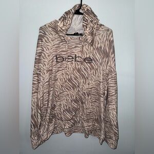 Bebe Beige Zebra Print Hoodie